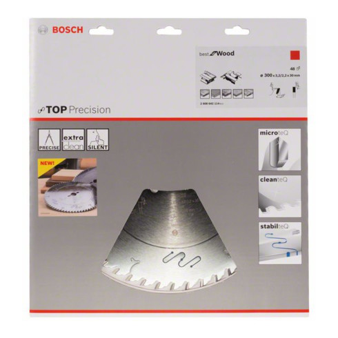 Lame de scie circulaire Bosch Top Precision Best for Wood 300 x 30 x 3,2 mm 48
