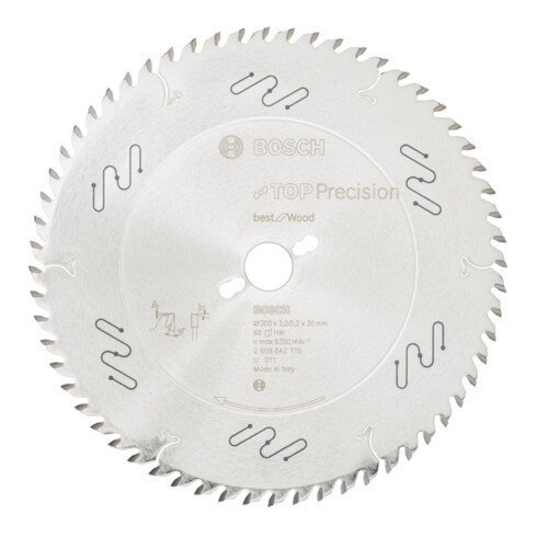 Lame de scie circulaire Bosch Top Precision Best for Wood 300 x 30 x 3,2 mm 60