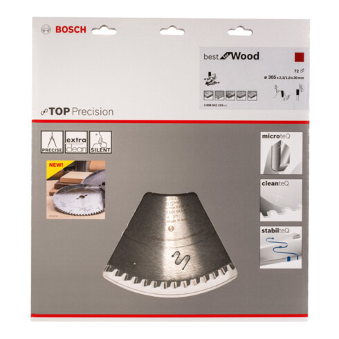 Lame de scie circulaire Bosch Top Precision Best for Wood 305 x 30 x 2,3 mm 72