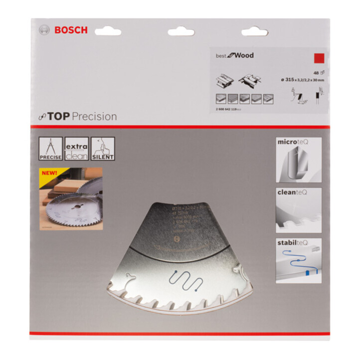Lame de scie circulaire Bosch Top Precision Best for Wood 315 x 30 x 3,2 mm 48