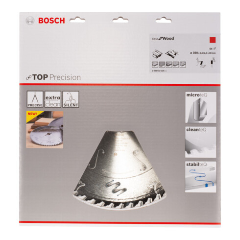 Lame de scie circulaire Bosch Top Precision Best for Wood 350 x 30 x 3,5 mm 54