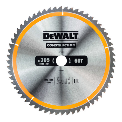 Lame de scie circulaire DEWALT fixe 305/30 mm 60WZ DT1960-QZ
