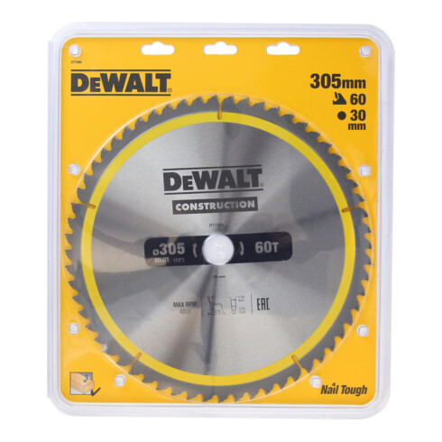 Lame de scie circulaire DEWALT fixe 305/30 mm 60WZ DT1960-QZ