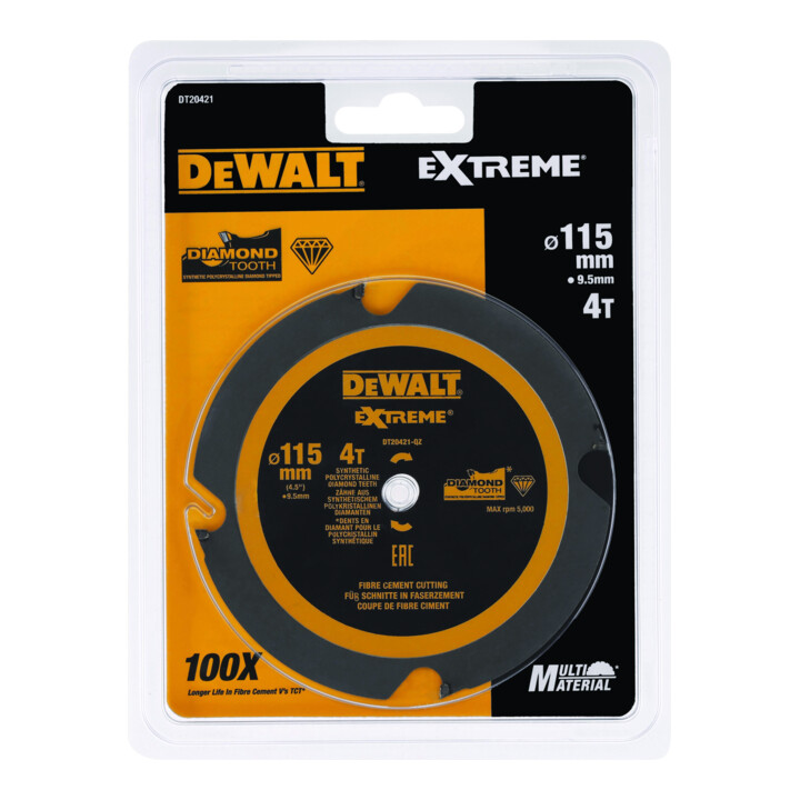 Lame de scie circulaire DEWALT PCD pour scies circulaires portatives sans fil, 115x9,5mm, 4Z DT20421-QZ