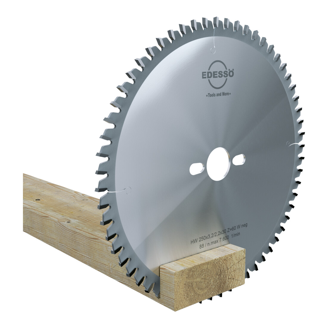 Lame de scie circulaire EDESSÖ coupe avec précision et finition d'une dent alternée angle de coupe négatif multi-dent, HW 250x3,2/2,2x30 Z=60 W neg