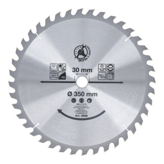 Lame de scie circulaire en métal dur Ø 350 x 30 x 3,4 mm 40 dents BGS Do it yourself