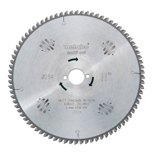 Lame de scie circulaire HW/CT 152 x 20 x 2,4/1,6, nombre de dents 54, denture plate/denture trapézoïdale, angle d'attaque 5° nég. metabo