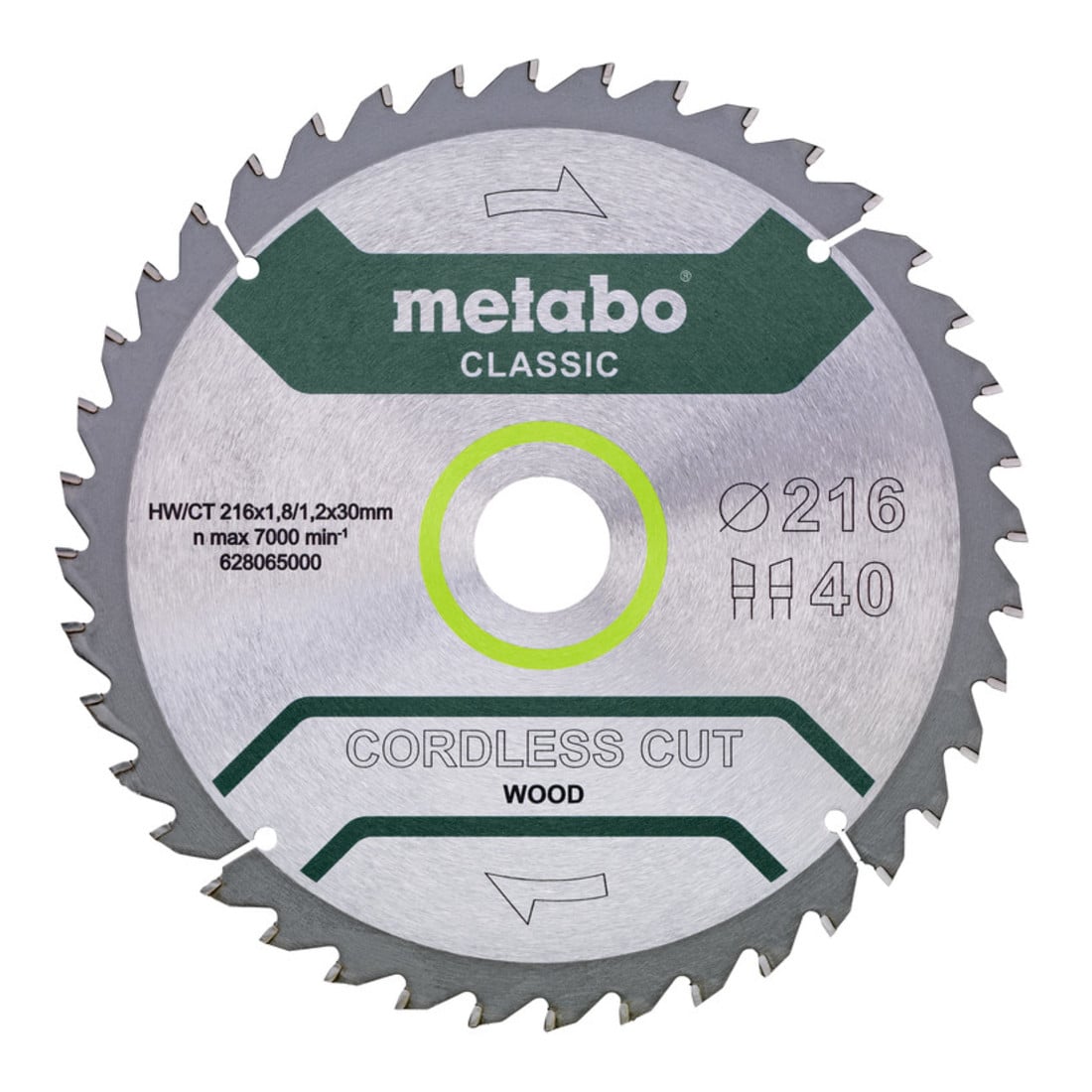 Metabo Lame de scie circulaire "cordless cut wood", qualité classic, pour scies circulaires semi-stationnaires, en carton