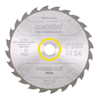 Lame de scie circulaire en carbure Metabo "power cut wood", professionnelle de qualité, pour scies circulaires semi-stationnaires