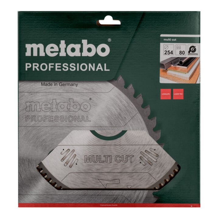 Lame de scie circulaire HW/CT 250 x 30 x 2,8/2,0, nombre de dents 80, denture plate/denture trapézoïdale, angle d'attaque 5° nég. metabo