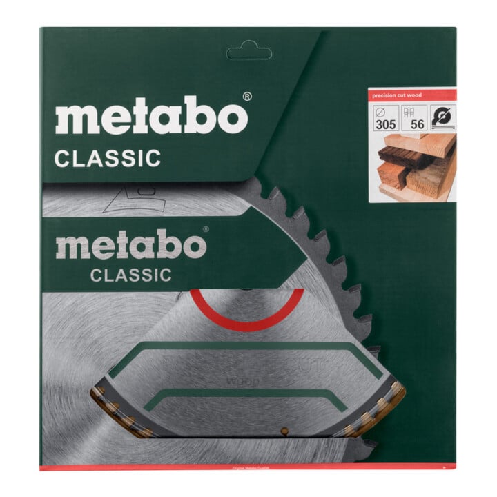Lame de scie circulaire HW/CT 305x30x2,4/1,8, nombre de dents 56, denture en biseau alterné, angle d'attaque 5° nég., « Precision cut classic » metabo
