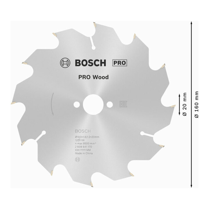 Lame de scie circulaire Optiline Wood 160 x 20/16 x 1,8 mm, 12