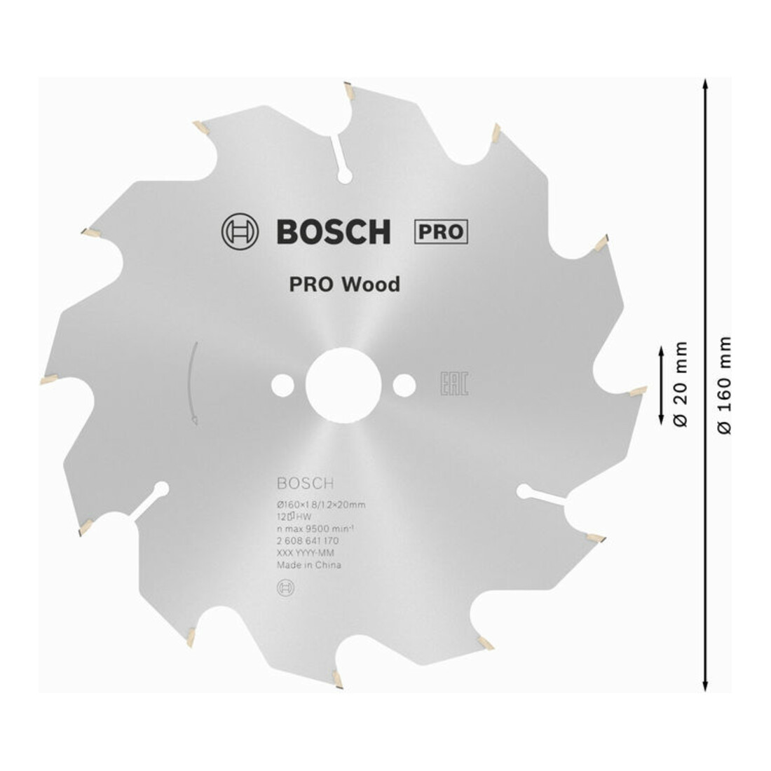 Lame de scie circulaire Optiline Wood 160 x 20/16 x 1,8 mm, 12