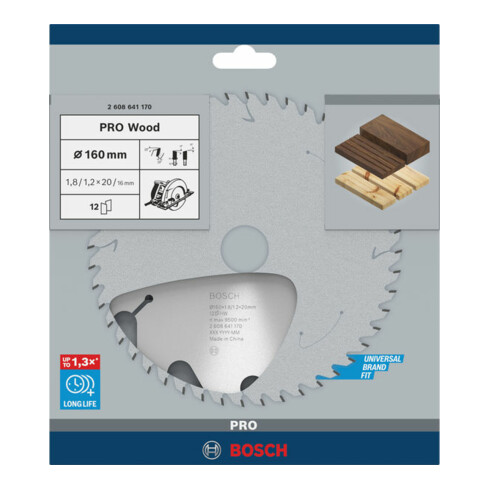 Lame de scie circulaire Optiline Wood 160 x 20/16 x 1,8 mm, 12