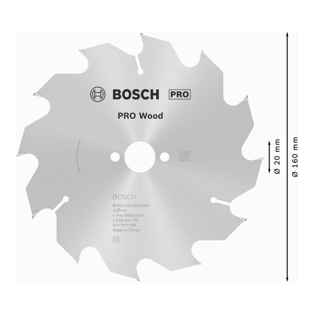 Lame de scie circulaire Optiline Wood 160 x 20/16 x 1,8 mm, 12