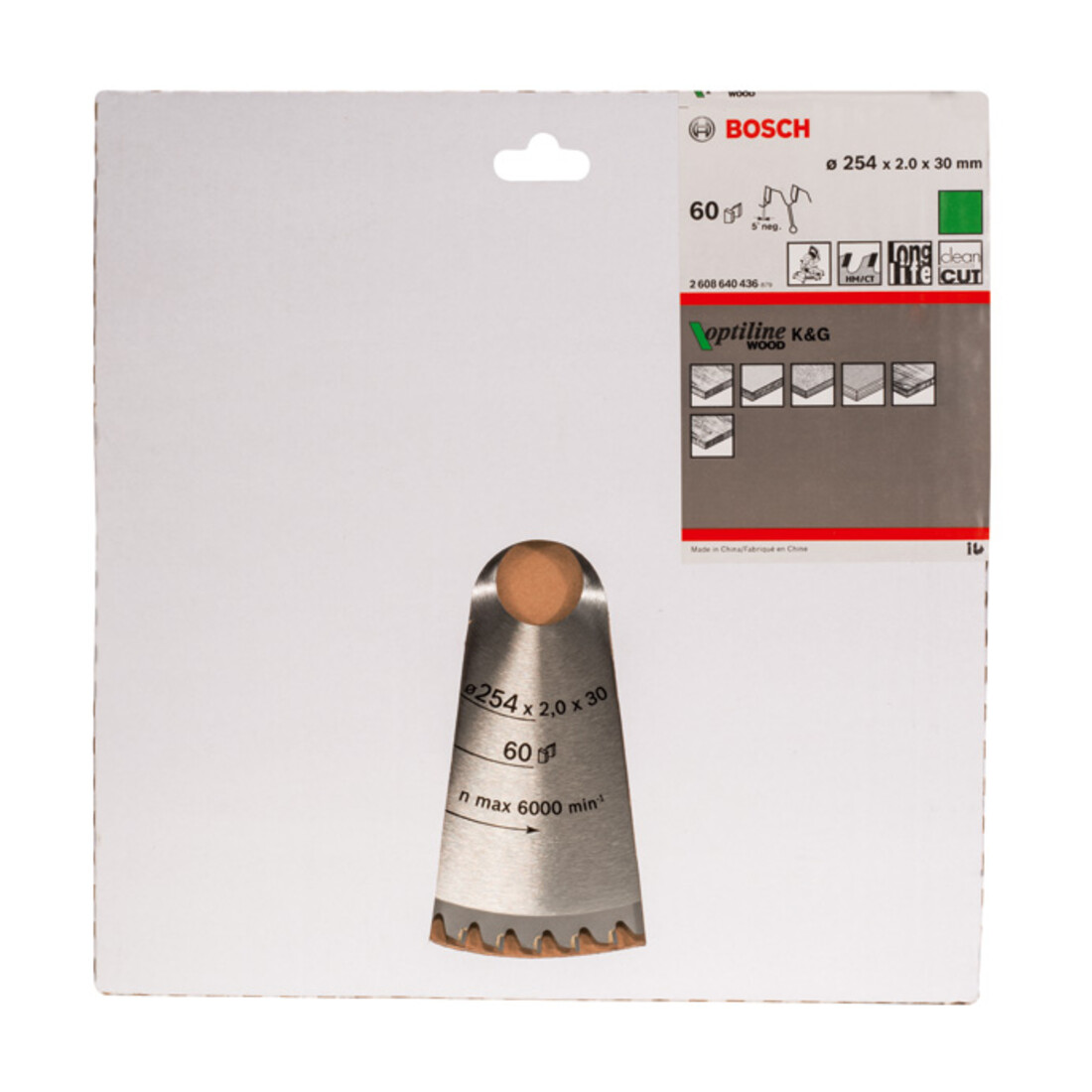 Lame de scie circulaire Optiline Wood 254 x 30 x 2,0 mm, 60