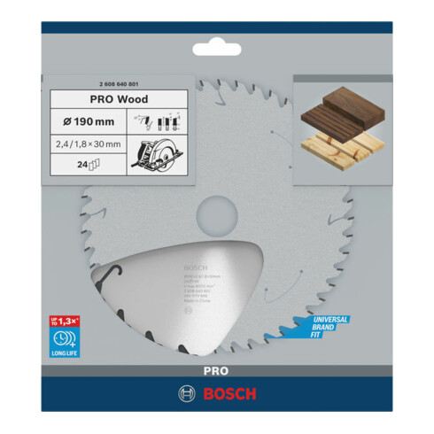 Lame de scie circulaire Speedline Wood 190 x 30 x 2,4 mm, 24