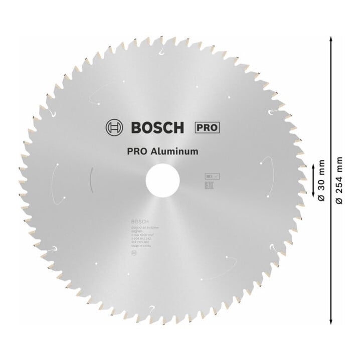 Lame de scie circulaire Standard for Aluminium Bosch, 254 x 30, 68 dents