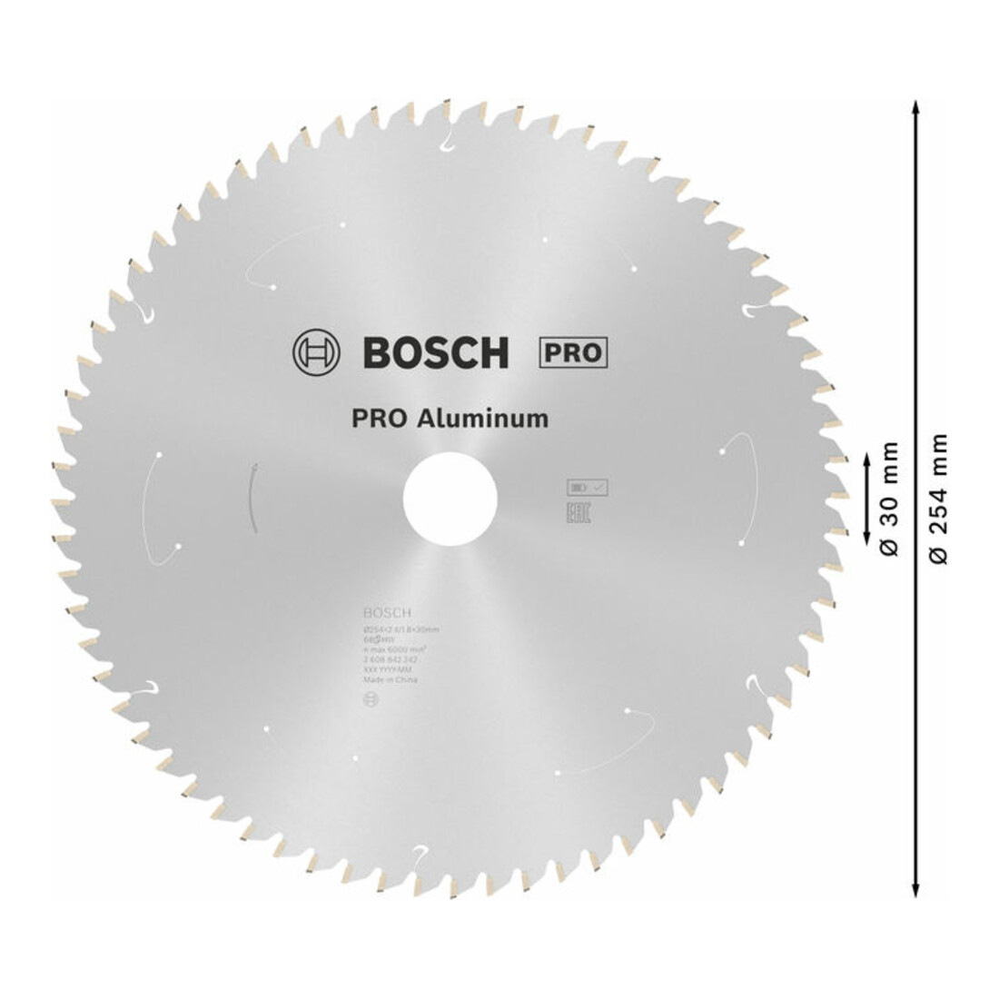 Lame de scie circulaire Standard for Aluminium Bosch, 254 x 30, 68 dents