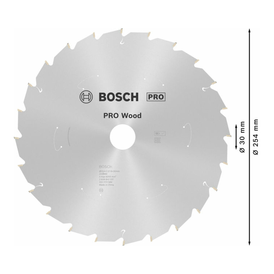 Lame de scie circulaire Standard for Wood Bosch, 254 x 30, 24 dents