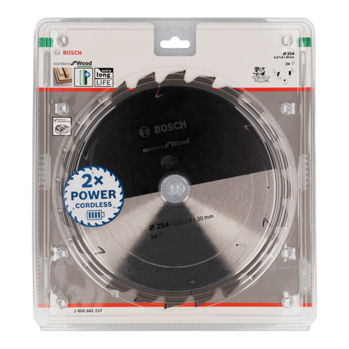 Lame de scie circulaire Standard for Wood Bosch, 254 x 30, 24 dents