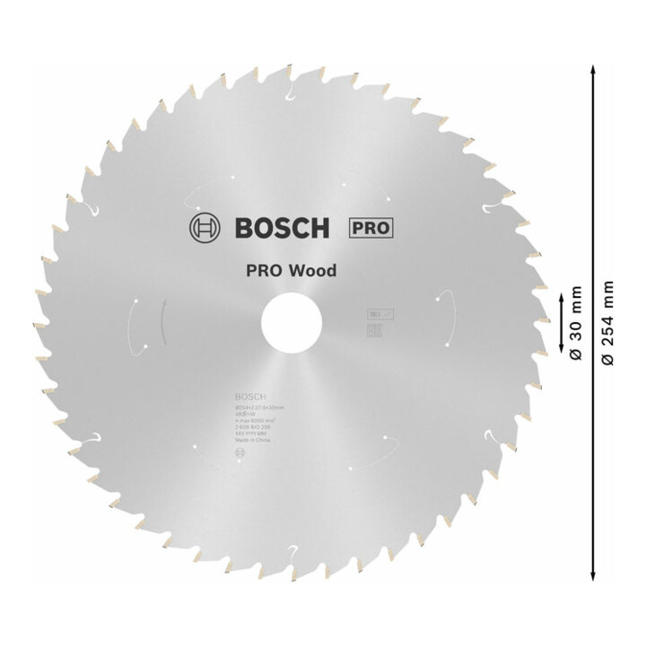 Lame de scie circulaire Standard for Wood Bosch, 254 x 30, 48 dents