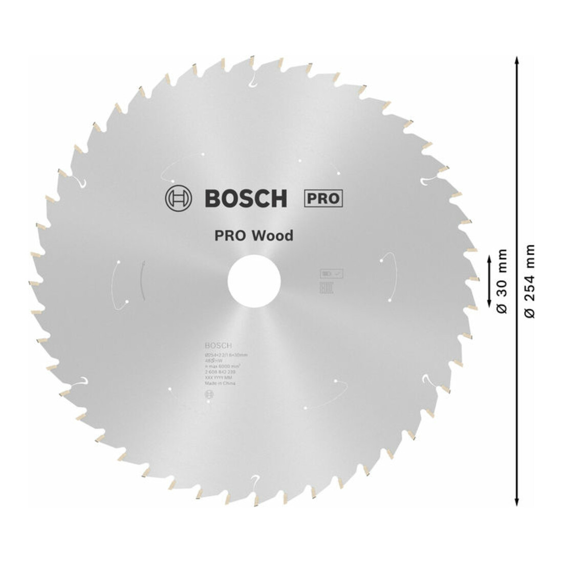Lame de scie circulaire Standard for Wood Bosch, 254 x 30, 48 dents