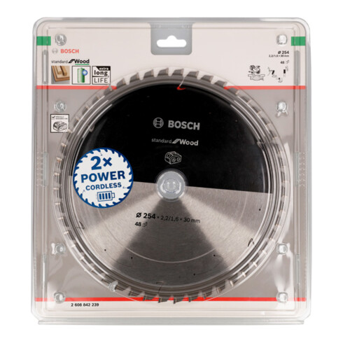Lame de scie circulaire Standard for Wood Bosch, 254 x 30, 48 dents
