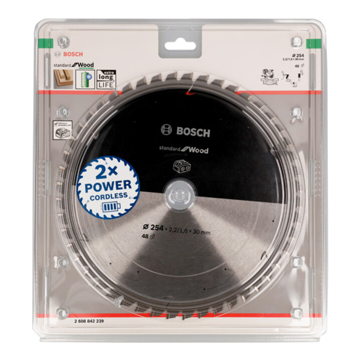 Lame de scie circulaire Standard for Wood Bosch, 254 x 30, 48 dents