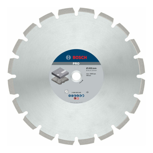 Lame de scie diamant Bosch Meilleur pour asphalte 400 x 20,00/25,40 x 3,2 x 12 mm