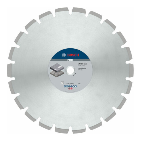 Lame de scie diamant Bosch Meilleur pour asphalte 450 x 25,40 x 3,6 x 12 mm