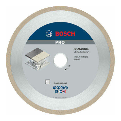 Lame de scie diamant Bosch Meilleur pour la céramique 250 x 30/25,40 x 2,4 x 10 mm