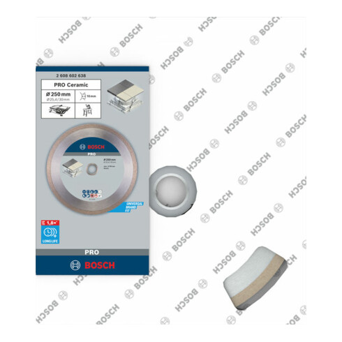 Lame de scie diamant Bosch Meilleur pour la céramique 250 x 30/25,40 x 2,4 x 10 mm