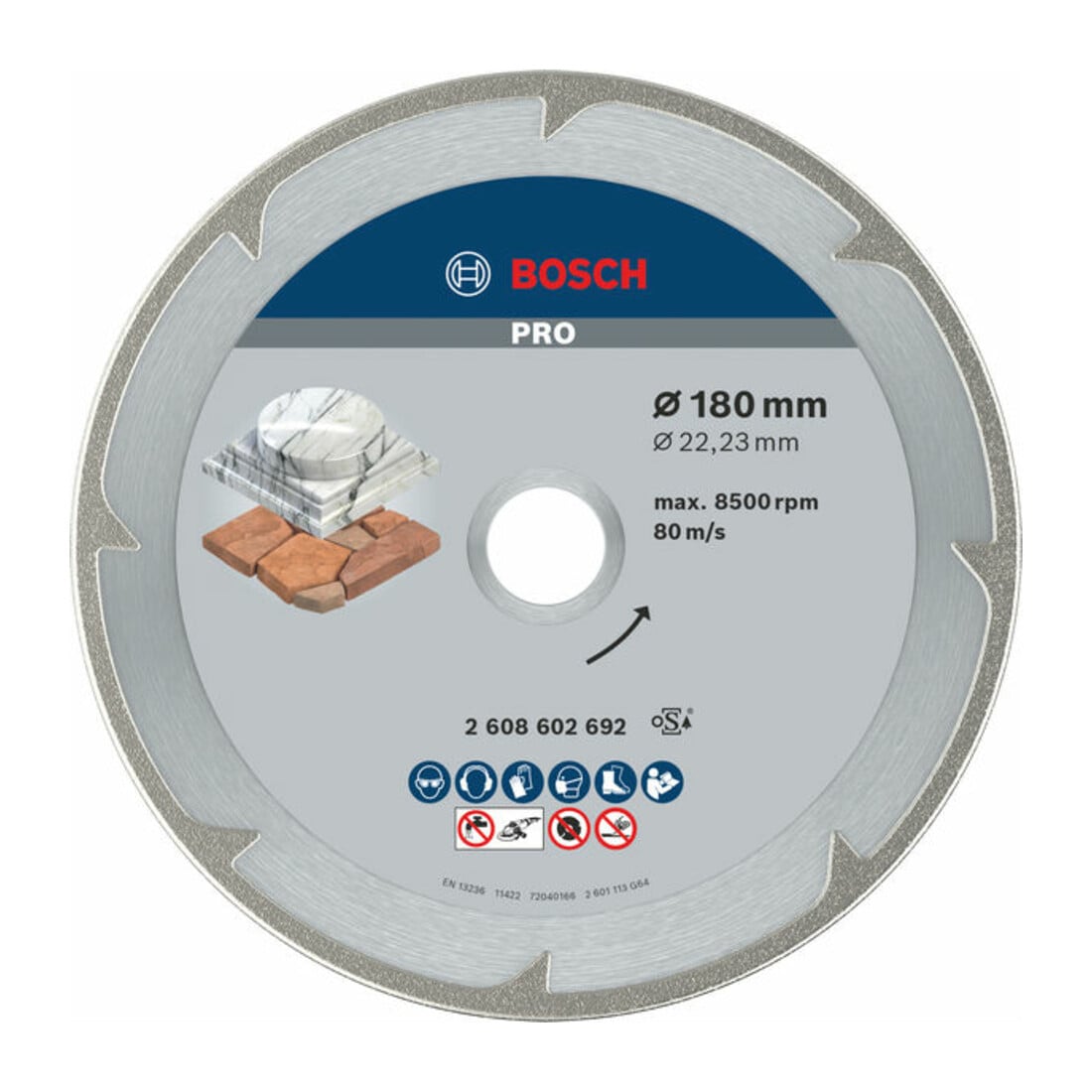 Lame de scie diamant Bosch Meilleur pour marbre 180 x 22,23 x 2,2 x 3 mm