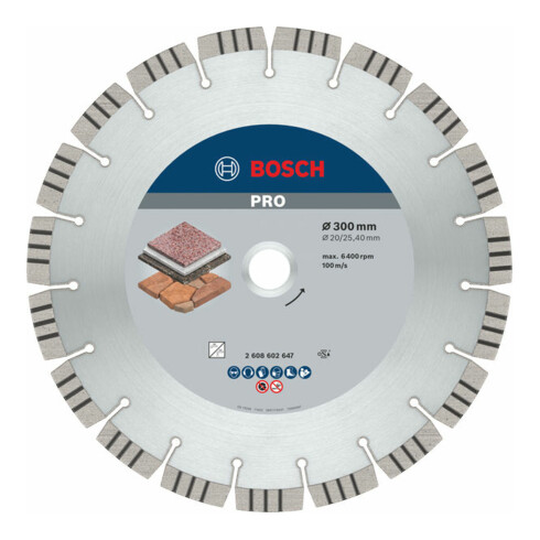 Lame de scie diamant Bosch Meilleur pour pierre 300 x 20,00/25,40 x 2,8 x 15 mm