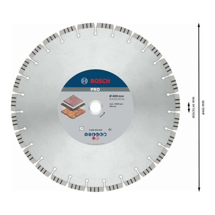 Lame de scie diamant Bosch Meilleur pour pierre 400 x 20,00/25,40 x 3,2 x 12 mm