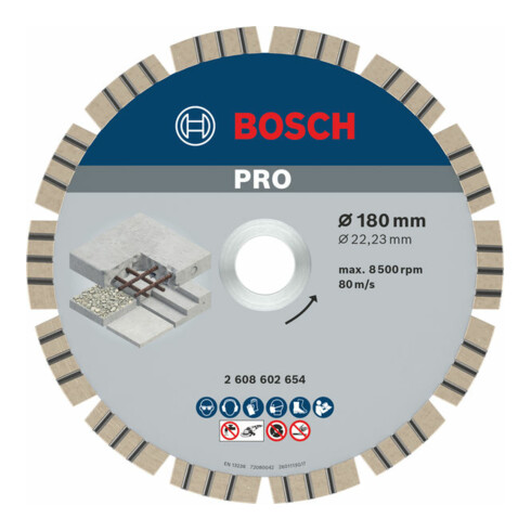 Lame de scie diamant Bosch Meilleure pour béton 180 x 22,23 x 2,4 x 12 mm
