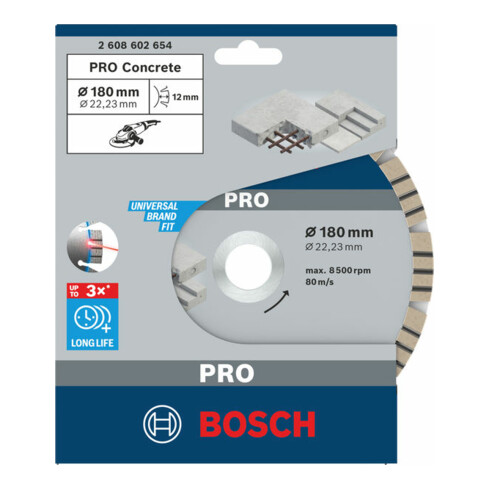 Lame de scie diamant Bosch Meilleure pour béton 180 x 22,23 x 2,4 x 12 mm