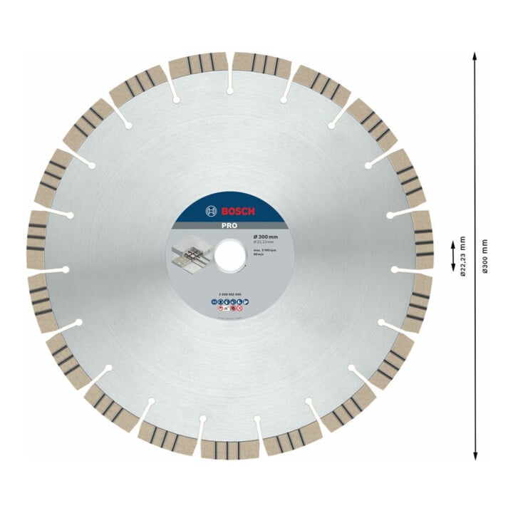 Lame de scie diamant Bosch Meilleure pour béton 300 x 22,23 x 2,8 x 15 mm