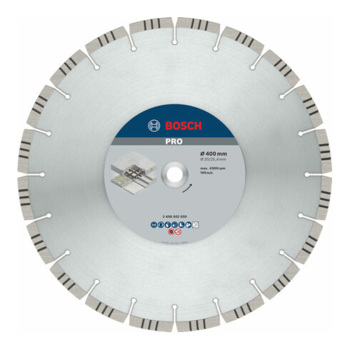 Lame de scie diamant Bosch Meilleure pour béton 400 x 20,00/25,40 x 3,2 x 12 mm