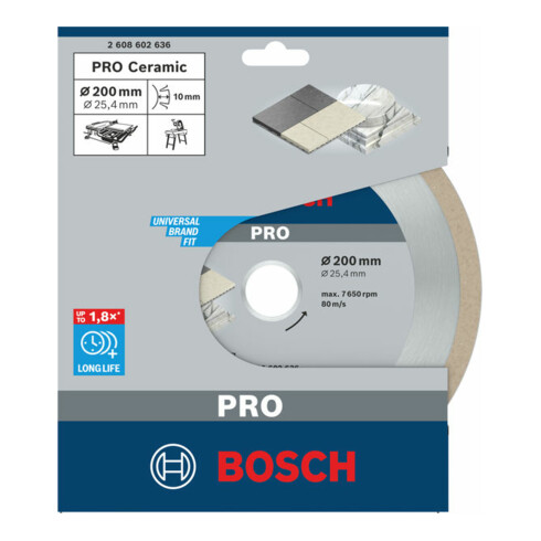 Lame de scie diamant Bosch Meilleure pour céramique 200 x 25,40 x 2,2 x 10 mm
