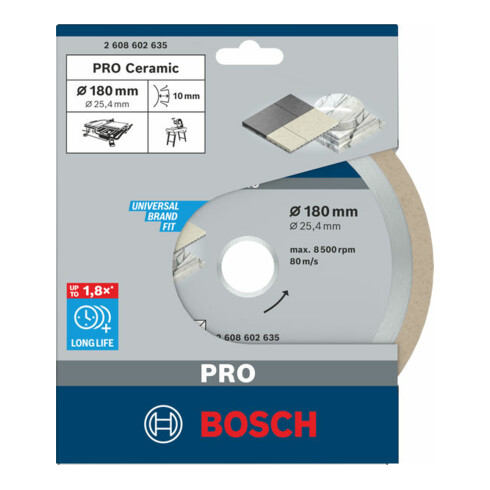 Lame de scie diamant Bosch Meilleure pour la céramique 180 x 25,40 x 2,2 x 10 mm