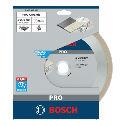 Lame de scie diamant Bosch Meilleure pour la céramique 230 x 25,40 x 2,4 x 10 mm