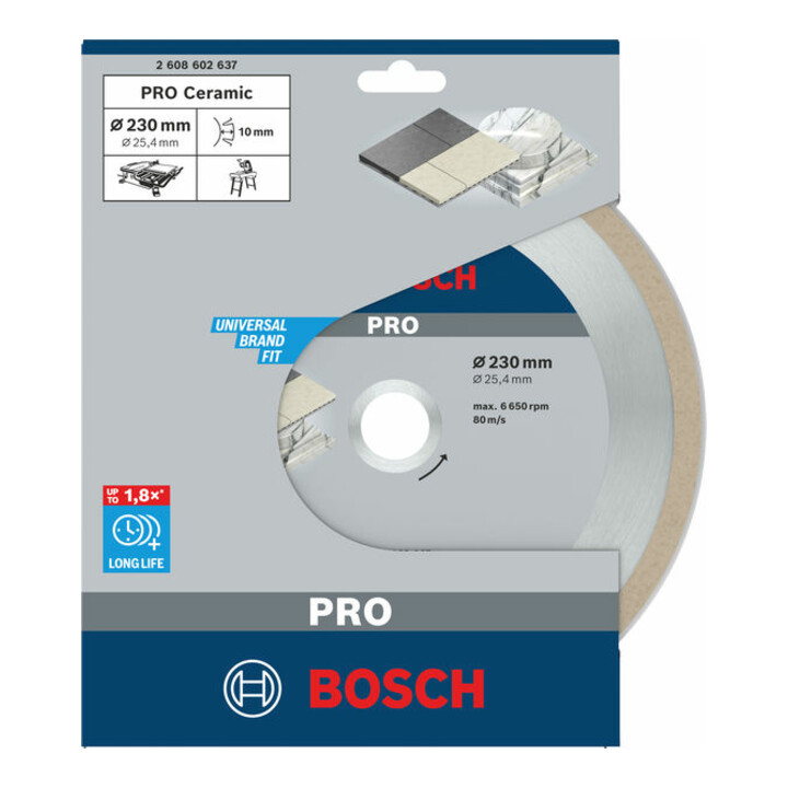 Lame de scie diamant Bosch Meilleure pour la céramique 230 x 25,40 x 2,4 x 10 mm
