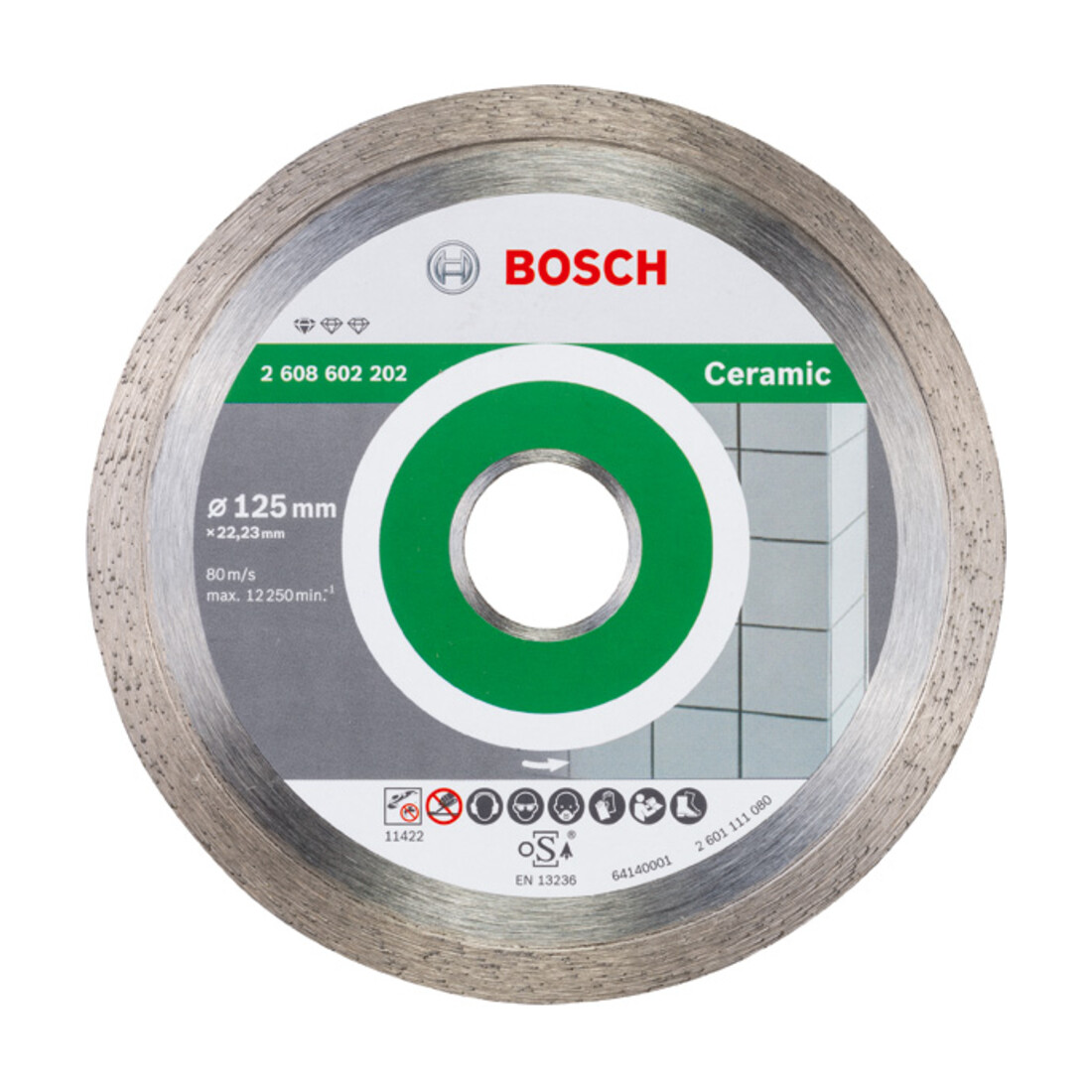 Lame de scie diamant Bosch Standard pour céramique, 125 x 22,23 x 1,6 x 1,6 x 7 mm