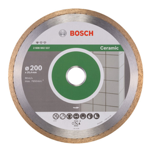 Lame de scie diamant Bosch Standard pour céramique 200 x 25,40 x 1,6 x 7 mm