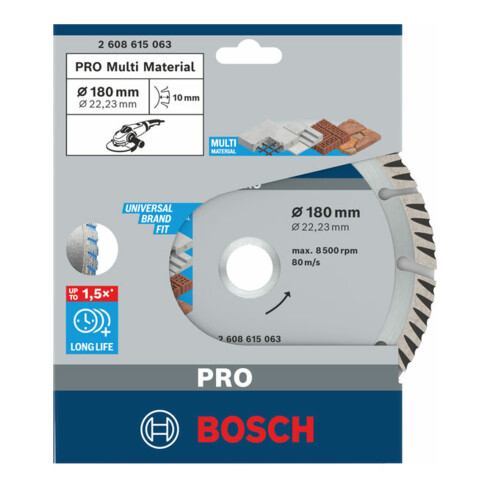 Lame de scie diamant Bosch Standard pour Universal, 180 x 22,23 x 2,4 x 10 mm