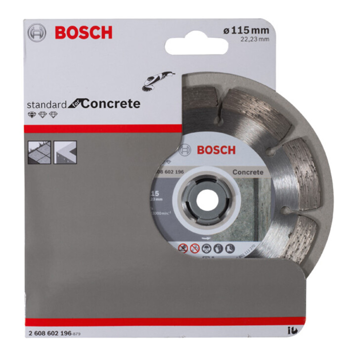 Lame de scie diamantée Bosch Standard pour le béton, 115 x 22,23 x 1,6 x 10 mm