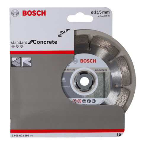 Lame de scie diamantée Bosch Standard pour le béton, 115 x 22,23 x 1,6 x 10 mm