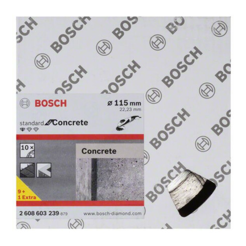 Lame de scie diamantée Bosch Standard pour le béton, 115 x 22,23 x 1,6 x 10 mm